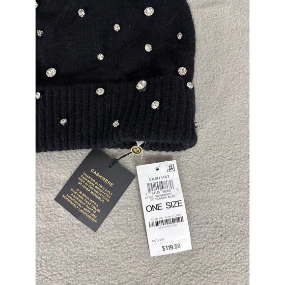 Charter Club Womens Black Cashmere  Beanie Embellished  Rhinestones One Size NWT main image 4